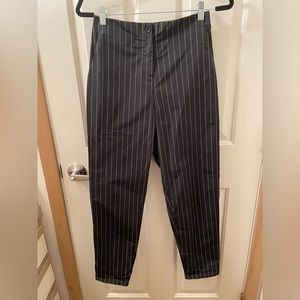Sun Kim Black Pant with White Pinstripes - XS